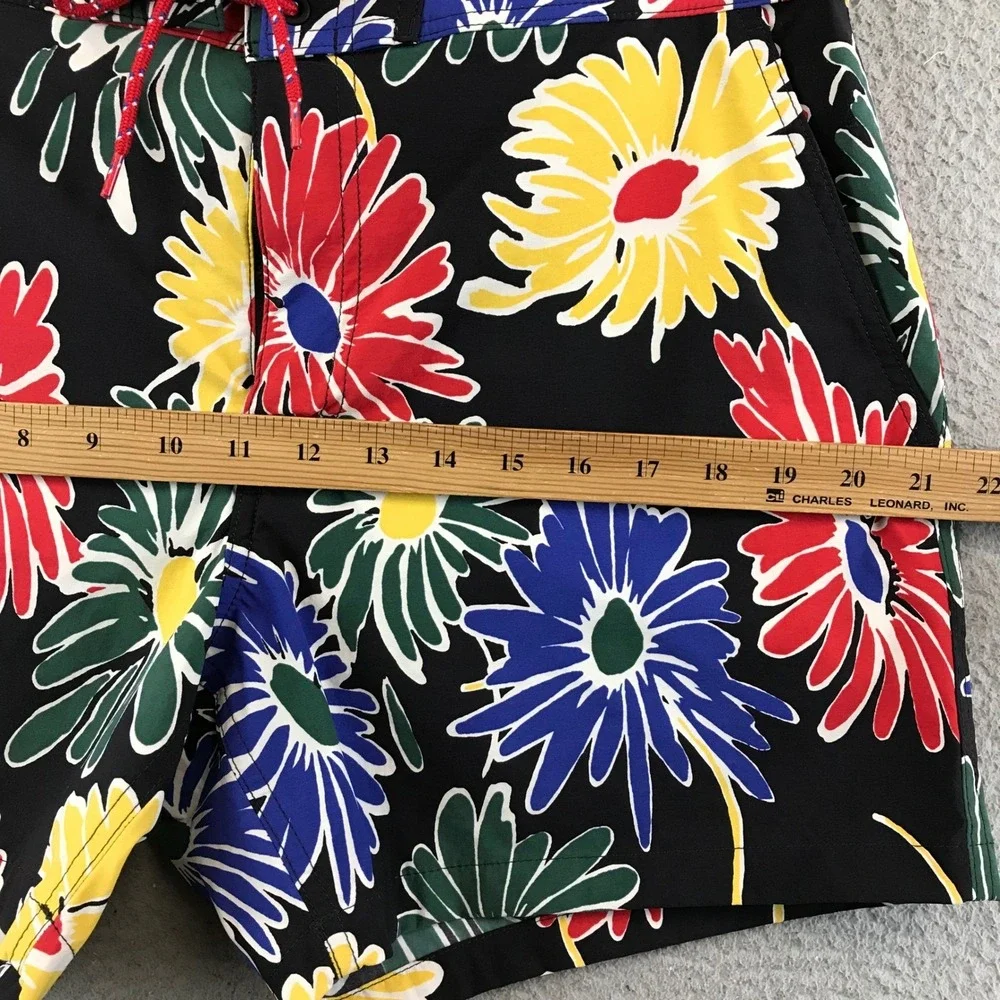 J. Crew Mens Swim Trunks Floral Print Drawstring Swimsuit Shorts 33